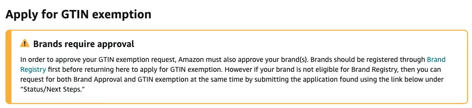 Amazon GTIN exemption for brands