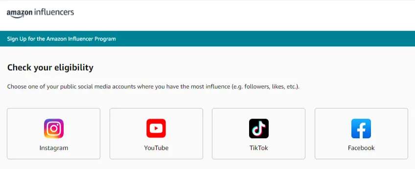 Amazon influencer login accepted social media platforms