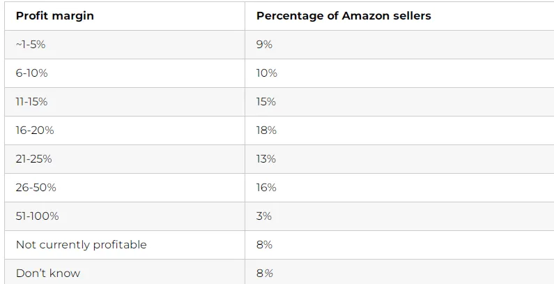 Amazon sellers average profit margin