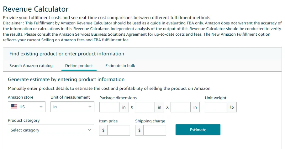 Revenue calculator Revenue calculator
