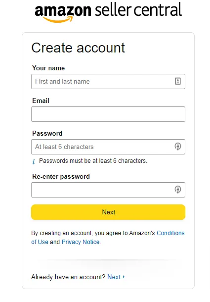 Amazon seller account personal details page