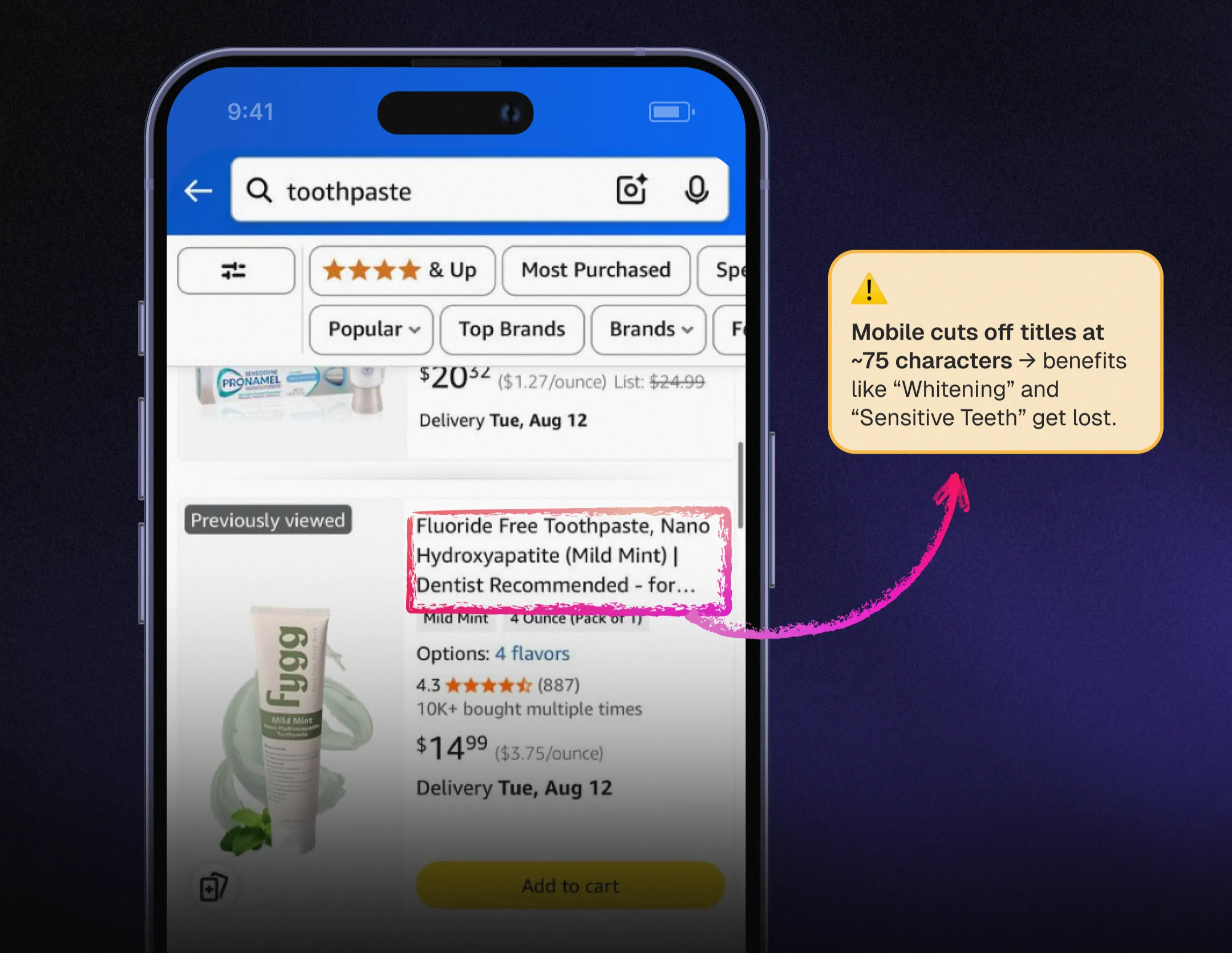 Amazon - mobile view