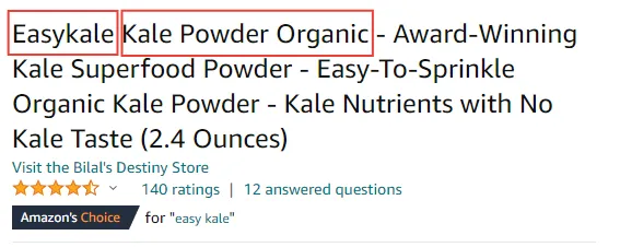 Amazon listing title