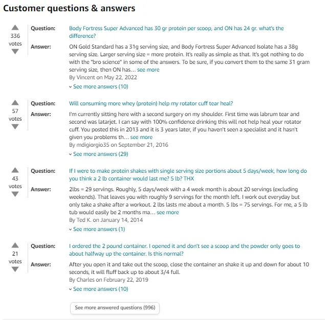 Amazon customer questions