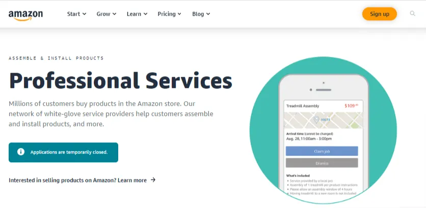 Buying and selling services on Amazon