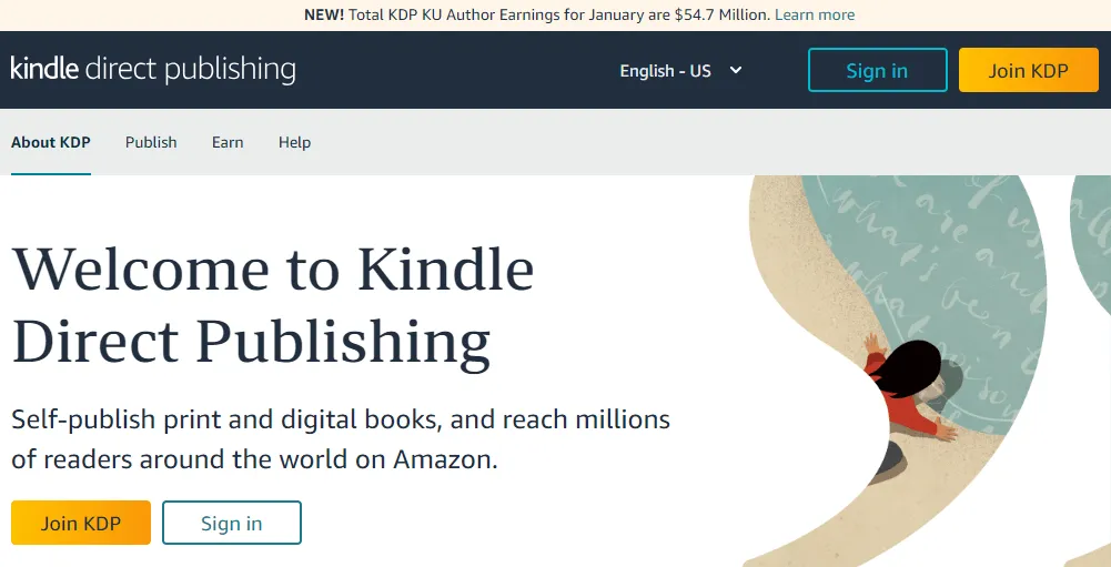 Amazon KDP sign-up page