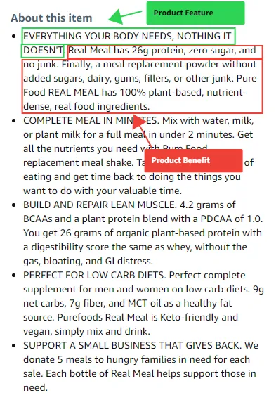 Amazon product listing bullet points