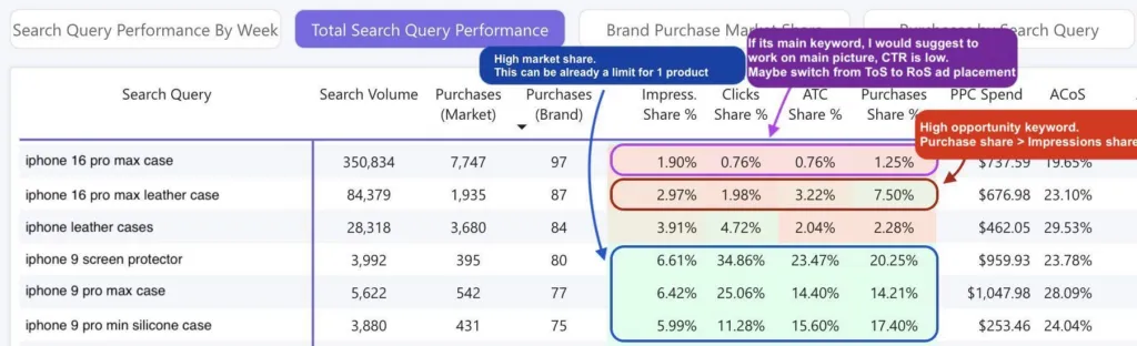 Search Query Performance Report analysis example