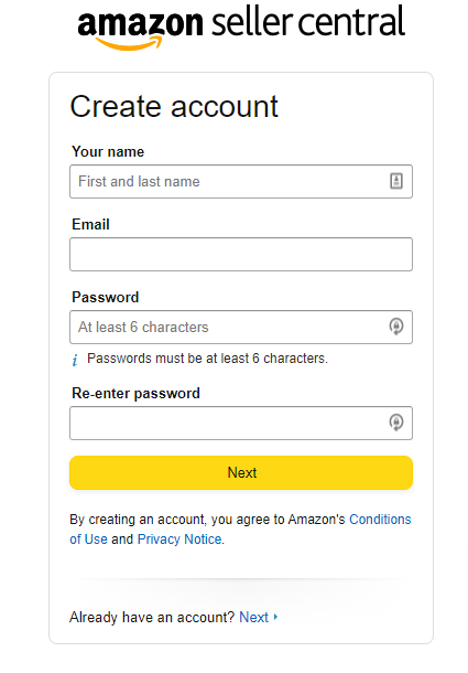 Amazon seller account personal details page